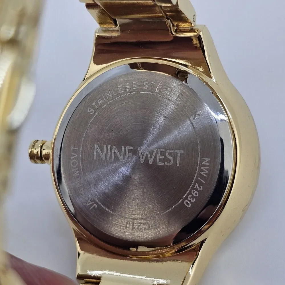 Nine West Women's Watch 35MM Gold Pink Dial Gold Bracelet Band 6.5